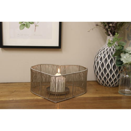Silver Heart Candle Holder