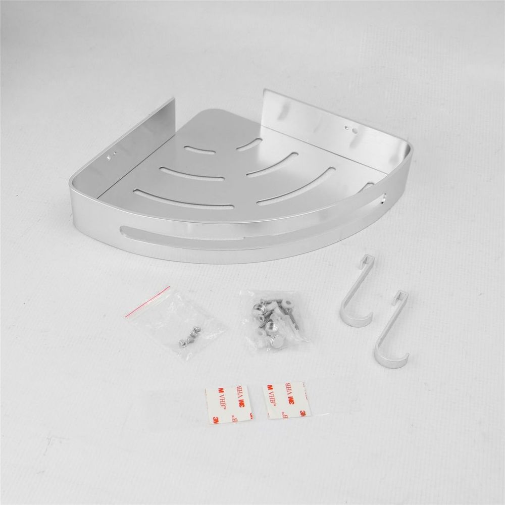 Space-Saving Adhesive Corner Shower Caddy | Rust-Resistant Aluminum | Maison & White