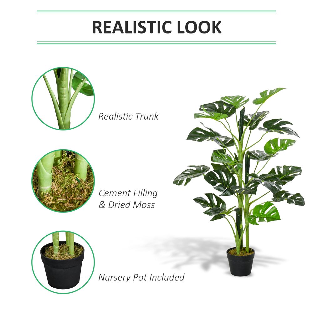 Artificial Monstera Tree  21 Leaves Palm Tree for Indoor Outdoor 1m