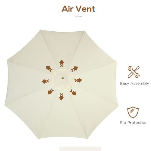 Outsunny Garden Parasol Patio Umbrella with Ruffles and Wooden Pole Beige