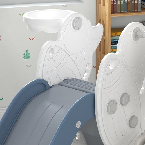 AIYAPLAY Space-Themed Slide and Swing Set for Kids w/ Basketball Hoop