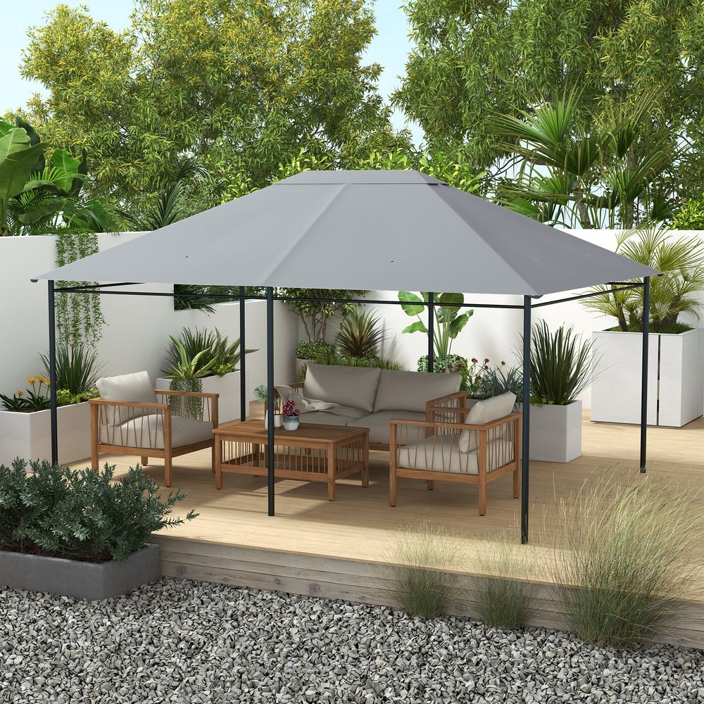 Outsunny 3x4m Gazebo Canopy Replacement - Light Grey
