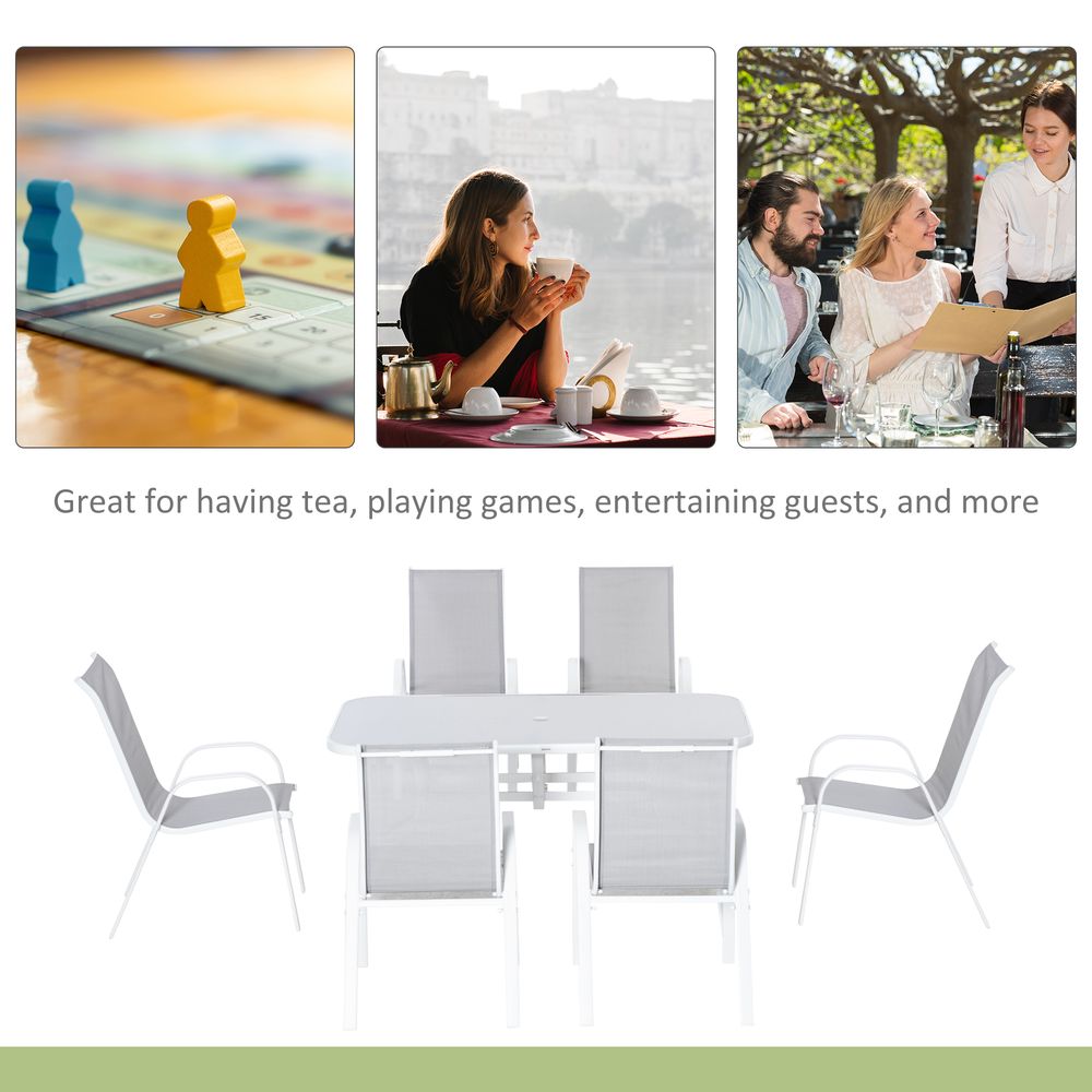Premium 6 Seater Outdoor Dining Set | Rust-Resistant | Patio Furniture with Umbrella Hole