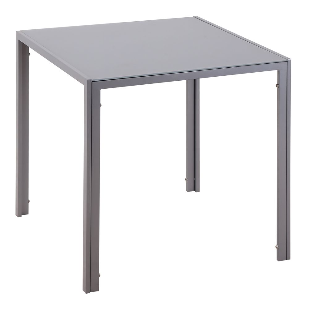 HOMCOM Modern Square Dining Table, Seats 4, with Glass Top & Metal Legs for Dining Room, Living Room, Greyare Design with Tempered Glass & Metal Legs