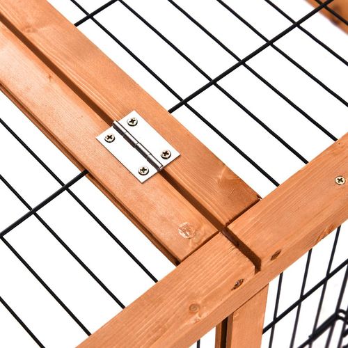 Wooden Rabbit Hutch Detachable Pet House with Openable Run & Roof