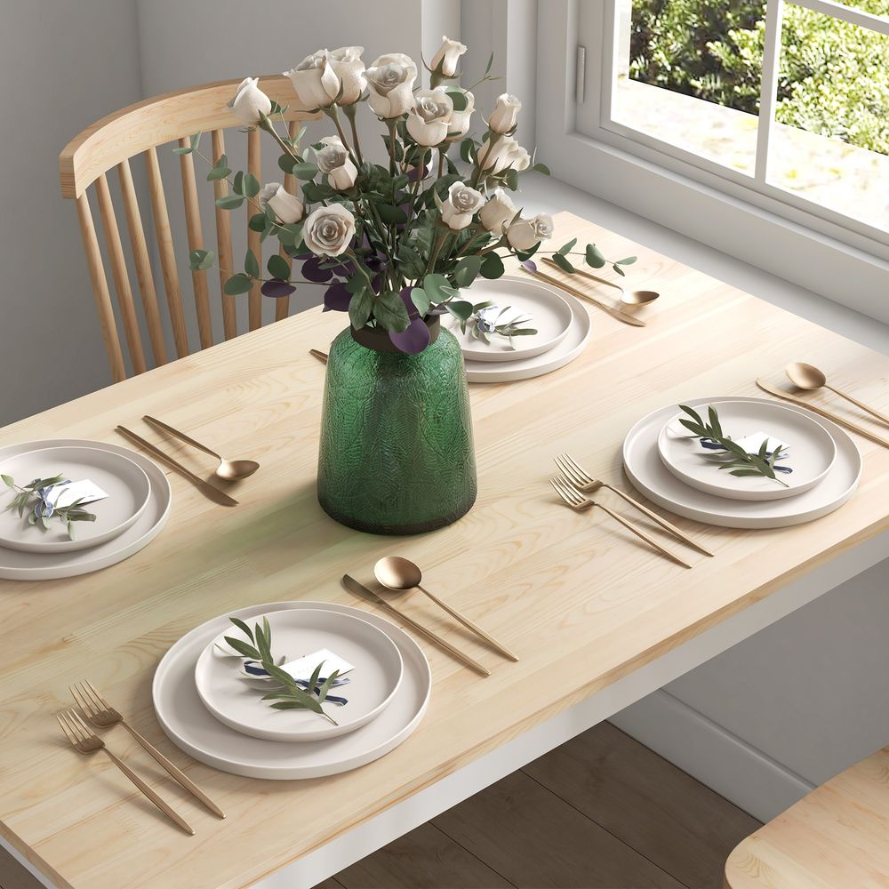 HOMCOM Farmhouse Dining Table: Wood Frame, Rustic Design for Kitchen & Dining Room