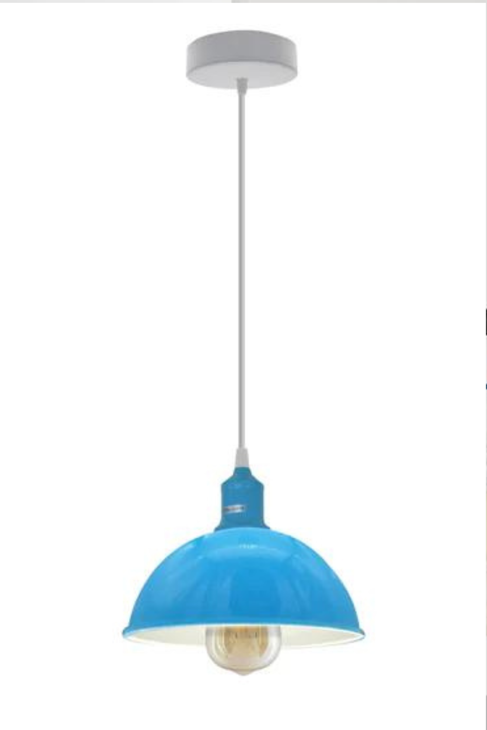 Modern Industrial Cyan Blue Ceiling Pendant Light - E27 Base - High-Quality Shade