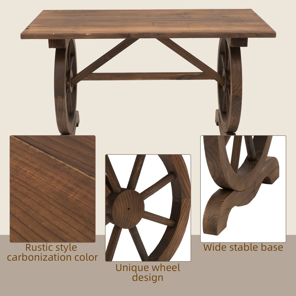 Garden Coffee Table Patio Display Desk Natural Fir Wood Water-Resistant Dining