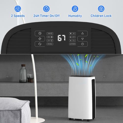 HOMCOM 16L/Day Dehumidifier for Home Damp, Mould, Laundry Drying, White