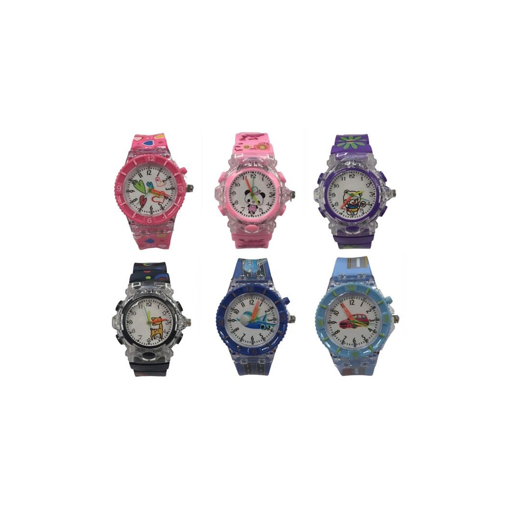 Childrens Boys Girls Light Up With Music Quartz Multi Design PU Strap Assorted Watch