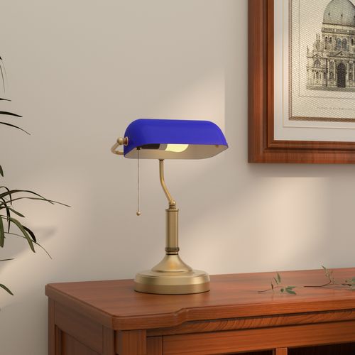 HOMCOM Banker's Table Lamp w/ Antique Bronze Tone Base