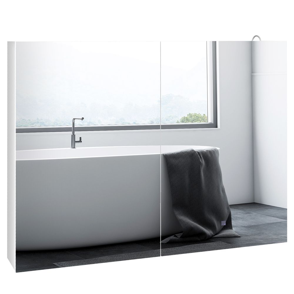 kleankin Wall Mounted Bathroom Storage Cupboard with Mirror, LED Light, USB