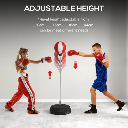 HOMCOM Punching Bag with Stand Boxing Bag Set with Adjustable Height Red