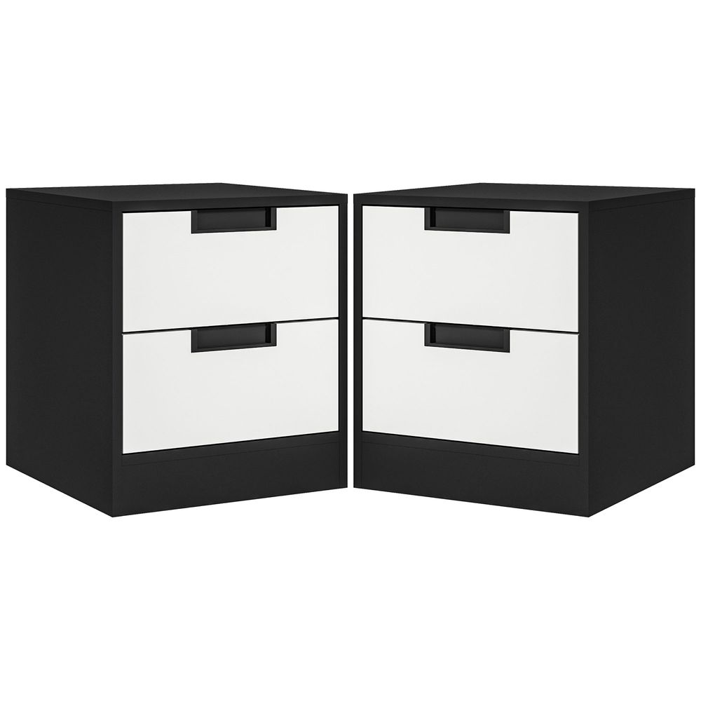 HOMCOM 2 Drawer Bedside Tables - Set of 2, Storage Nightstands for Bedroom - High Quality, Professional Seller