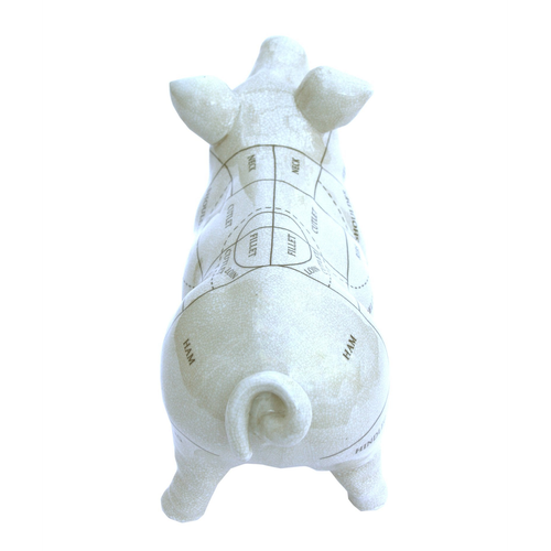 Ceramic Pig Ornament 32cm Butcher's Cuts Design Sculpture Home Decor Gift