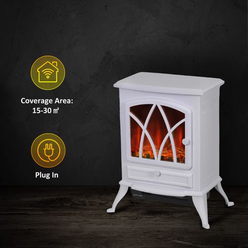 HOMCOM Freestanding Fireplace Flame Effect Electric Heater Log Burning