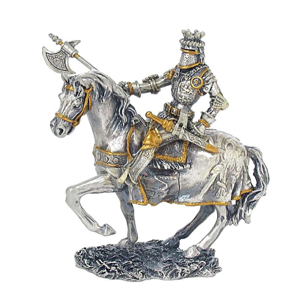 Mounted Knight with Axe (hand-cast statue sculpture) 10cm Height