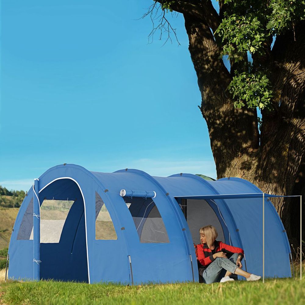 High-Quality 5-6 Man Family Tent with Two Rooms, Floor & Carry Bag