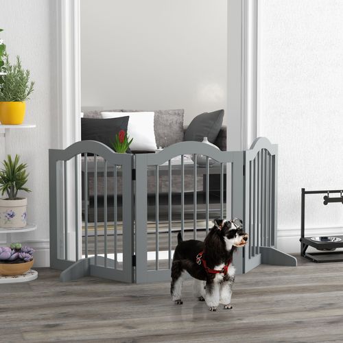 PawHut Freestanding Pet Gate Barrier 3 Pannel w/ Support Feet