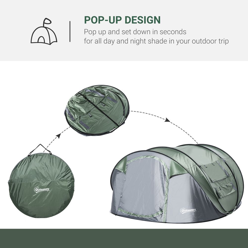 Outsunny 4-5 Person Dome Camping Tent | Pop-Up Design | 4 Windows | Quality & Professional