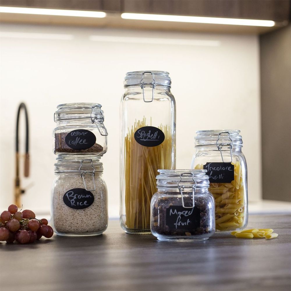 Organize and Preserve with Clip-Top Glass Storage Jars - Set of 5 | M&W