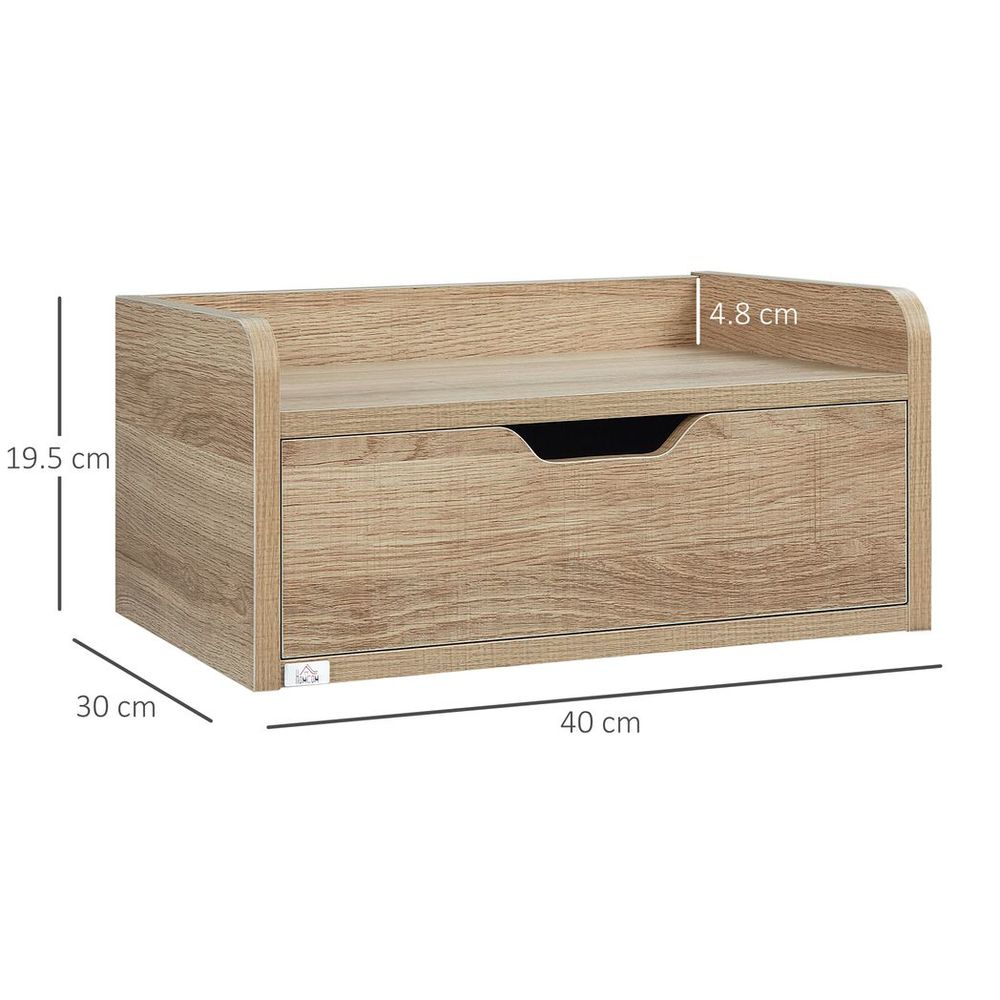 HOMCOM Floating Nightstand Set - Wall Mounted Bedside Table with Drawer - Pack of 2