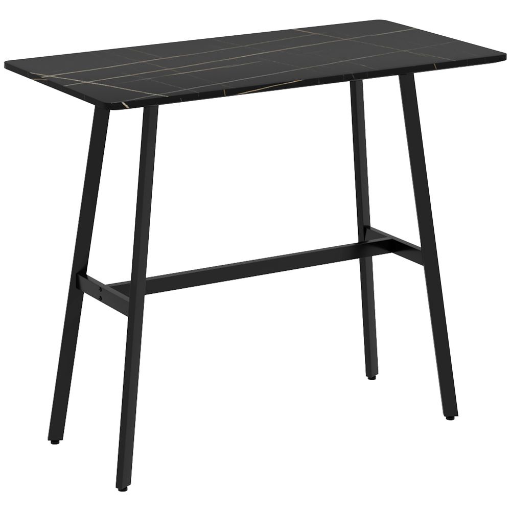 HOMCOM 118 cm Rectangular Bar Table for 4 People, Steel Legs, Black