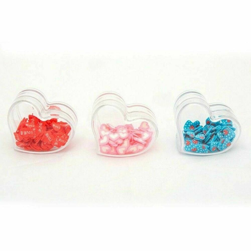 3-Pack Nail Pot Art Hearts: Pink/Red/Blue - Love - Nail Accessories for Manicure - High Quality