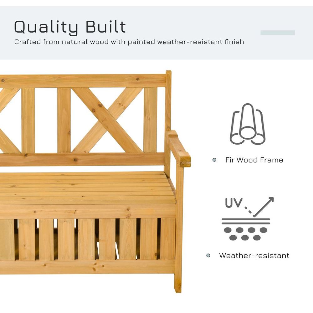 2-Seater Garden Storage Bench - Patio Wood Decor, Outdoor Seating, Weather-Resistant Finish - Professional Seller