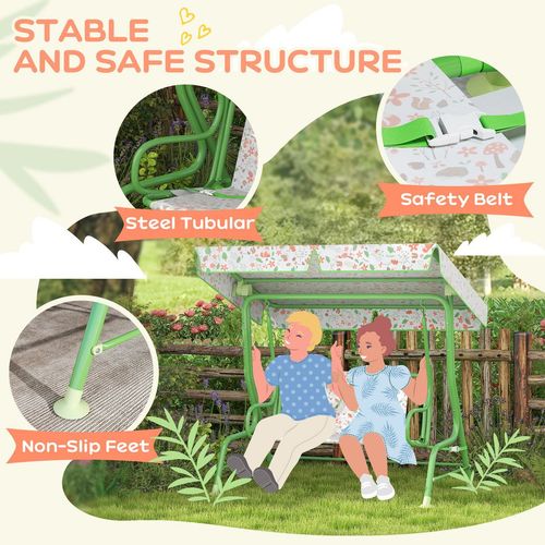 AIYAPLAY Kids Garden Swing Chair, Swing Seat with Adjustable Canopy, Green