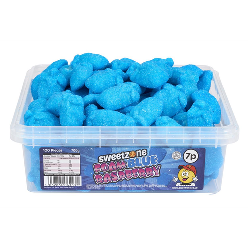 7p Foam Blue Raspberry 700g Tub Sweets