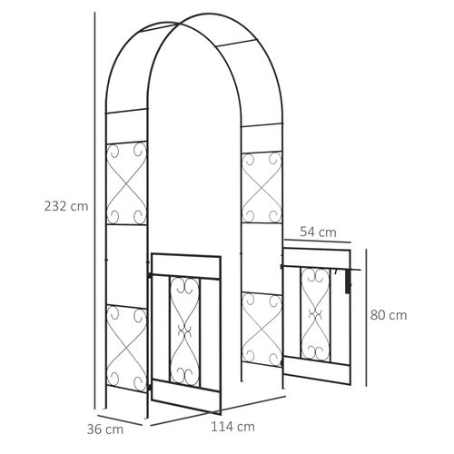 Outsunny Metal Garden Arch with Double Gate, Garden Arbor Climbing Plants
