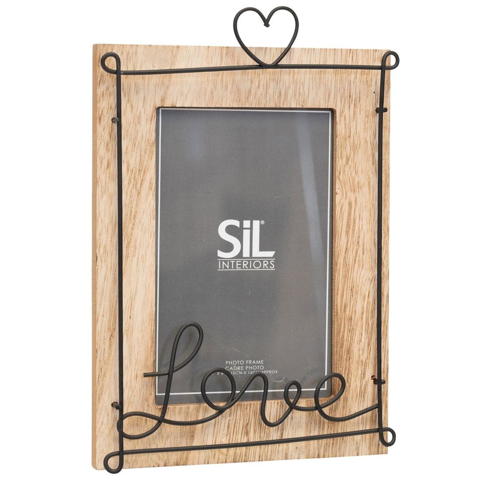 Rustic Wooden Love Script Photo Frame - 4x6" - High Quality & Elegant Design - Perfect for Any Home - SKU: PH2174