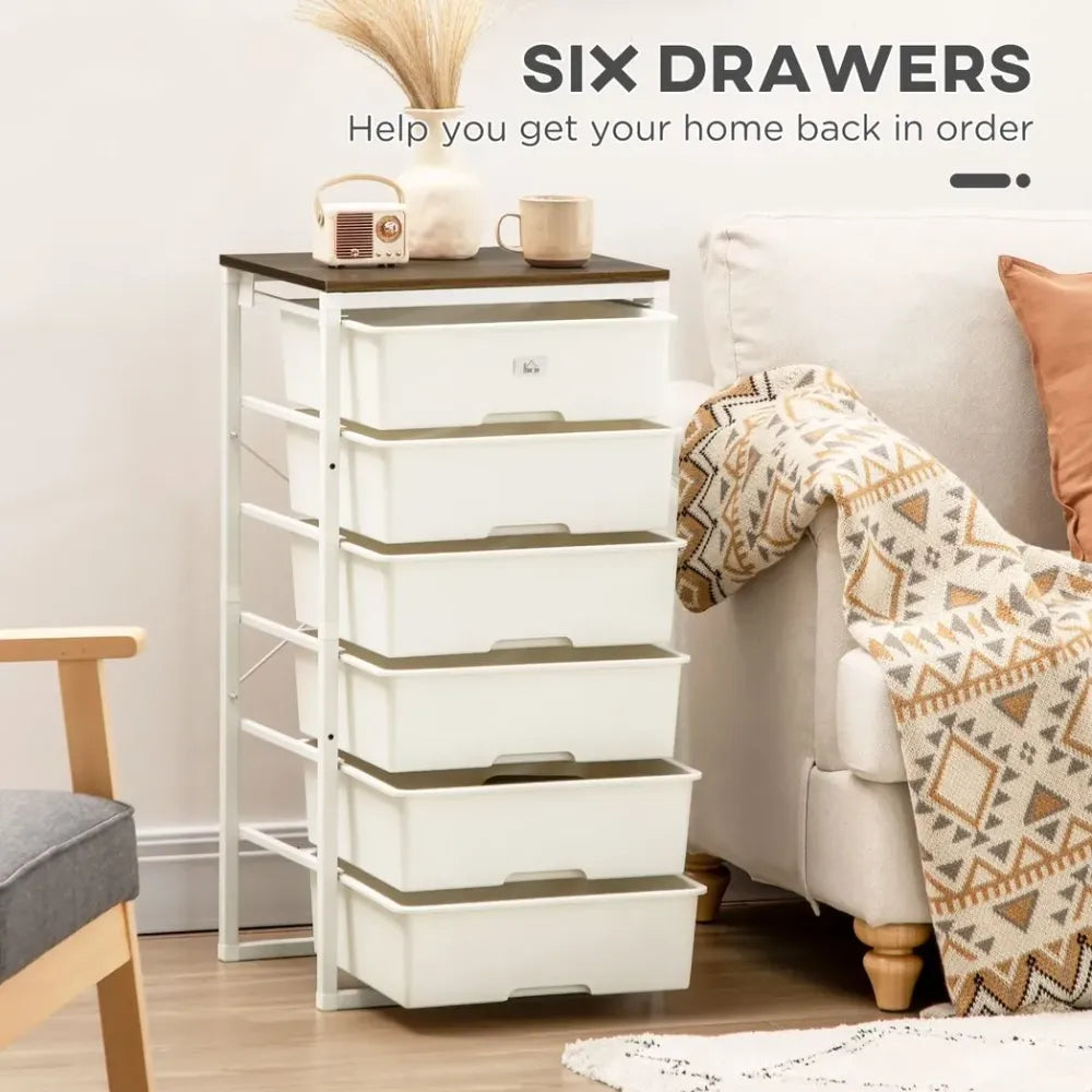 Chest of Drawers 6-Drawer Dresser Storage Cabinet Bedroom Living Room White