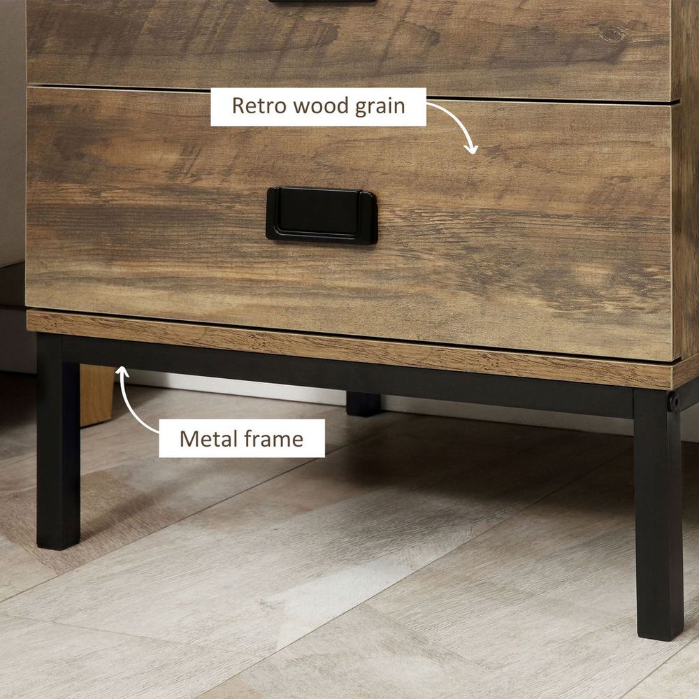 Metal Frame End Table with Storage Drawers | Bedroom & Living Room Furniture