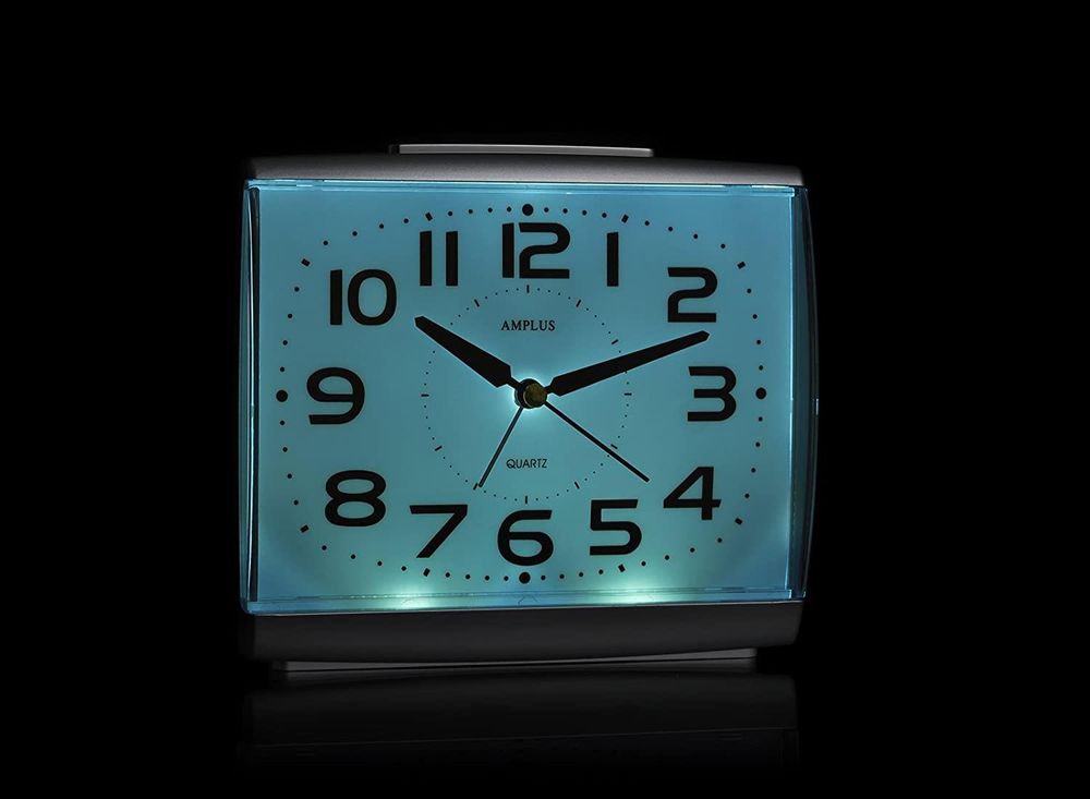 Amplus Silent Sweep Light Snooze Large Numbers Graphite Alarm Clock - PT175G
