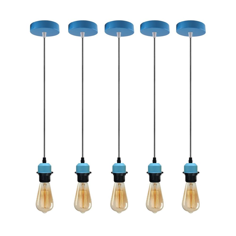 5 Pack Industrial Pendant Light Fitting, Lampshade Addable E27 Lamp Holder Light,