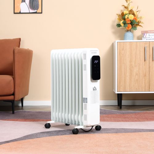 2720W Oil Filled Radiator 11 Fin 24Hrs Timer Safety Cut off Remote White