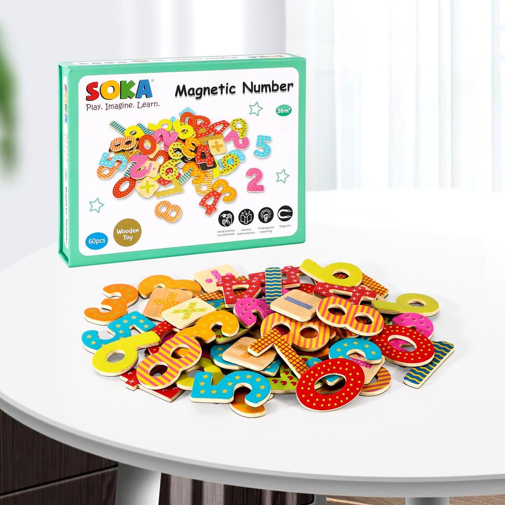 SOKA Magnetic Numbers (60 pcs): Fun, Colorful, Educational Toy!