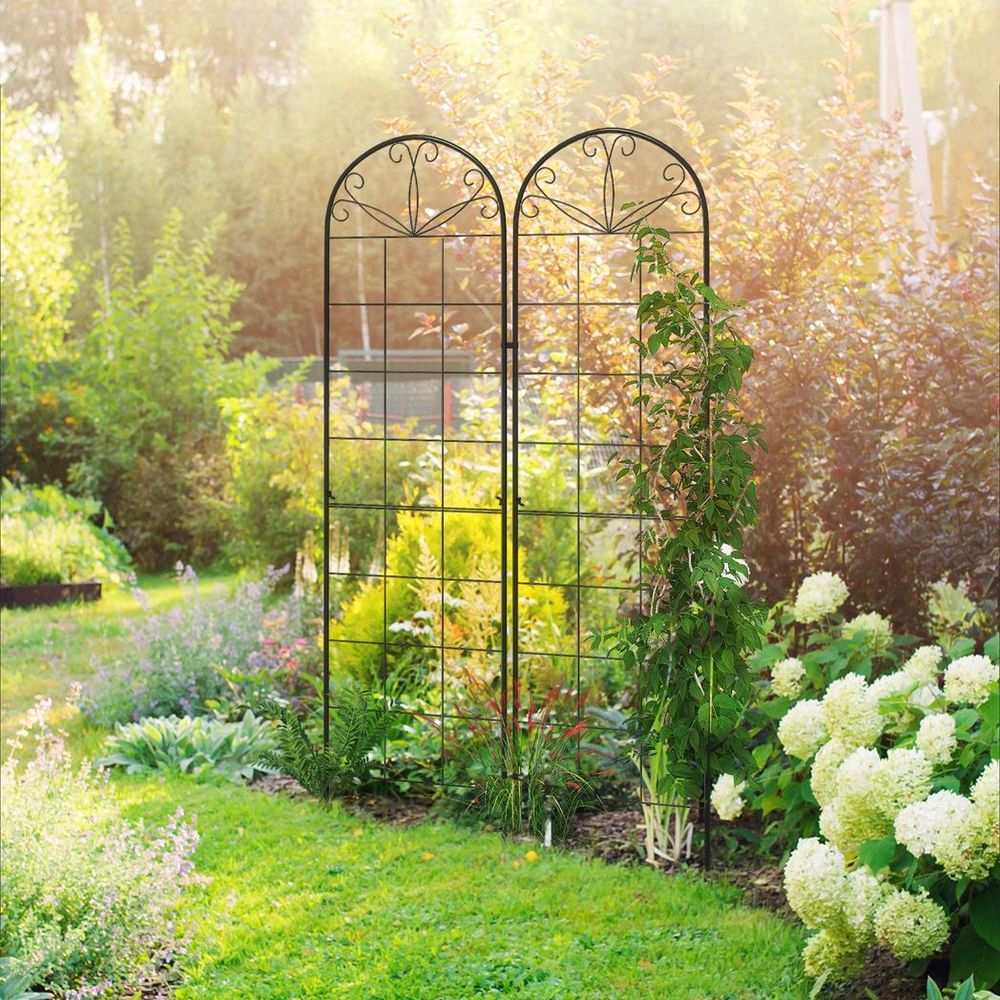 Premium Outsunny Metal Trellis (Set of 2) - Grow with Style! For Climbing Plants, Garden Decor - Sturdy & Easy to Install