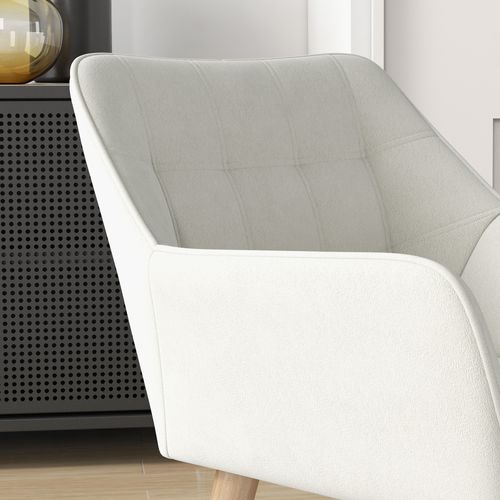 HOMCOM Velvet-Feel Accent Chair with Arms Slanted Back Wood Legs