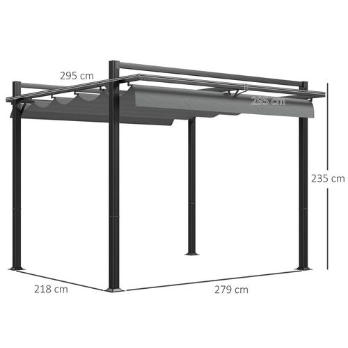 Outsunny 3 x 3(m) Pergola with Retractable Roof and Aluminium Frame, Grey