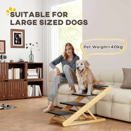 PawHut Dog Steps Dog Ramp, 3-Step Adjustable Height Pet Stairs for Medium Dogs