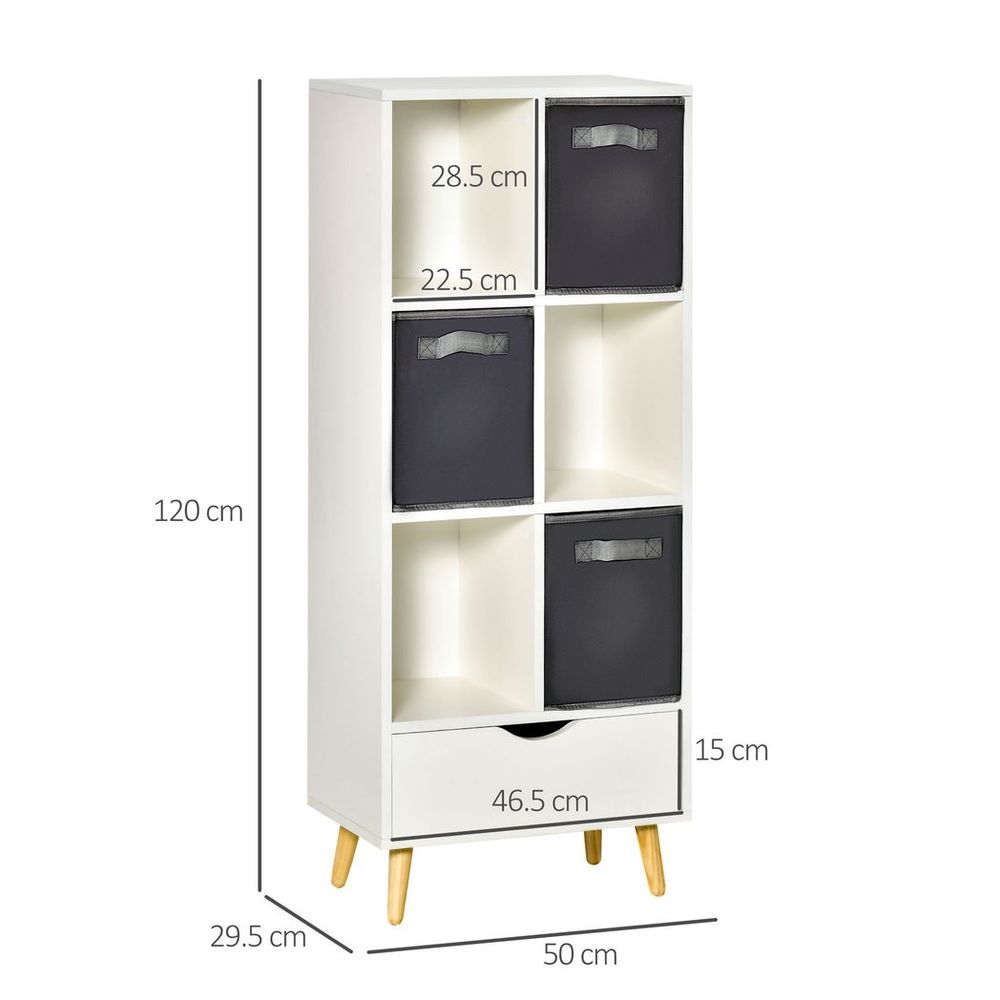 Modern Tall Bookcase with Storage Shelves & Drawer - Stylish & Functional Solution for Study, Bedroom, Office - High-Quality!