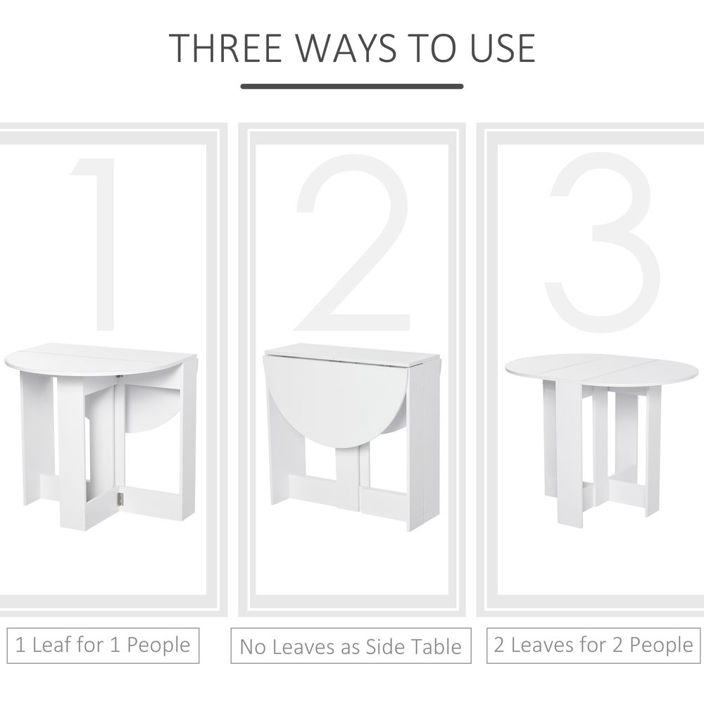 HOMCOM Folding Dining Table, Space-saving Drop Leaf Table for Small Space, Kitchen, Dining Room, White