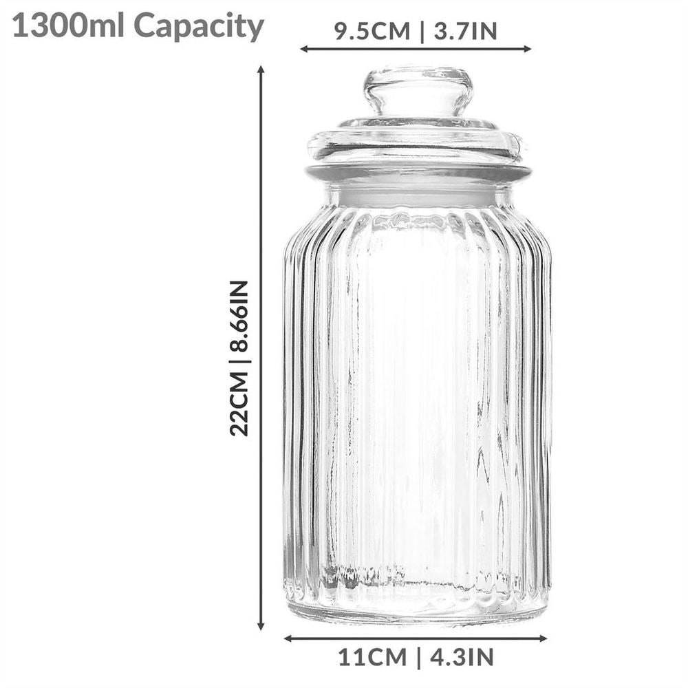 Stylish Vintage Glass Jars - Set of 3 | Airtight Seal | 1300ml Capacity