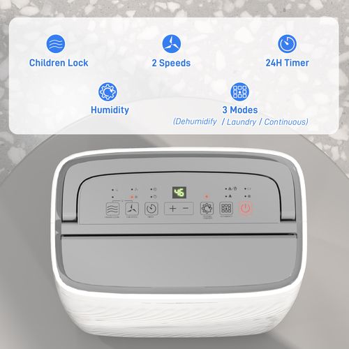 HOMCOM 16L Dehumidifier with Filter, 5.5L Water Tank, Auto Defrost, Timer