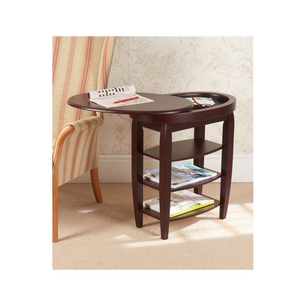Multi-Purpose Swivel Top Side Table - Mahogany