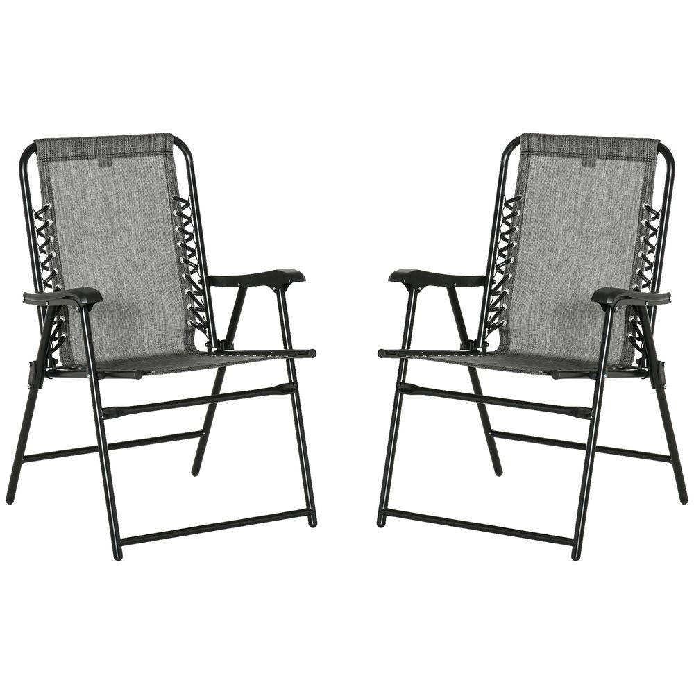 Patio Folding Dining Chairs Set - Outdoor Garden - 2 Piece - Grey
