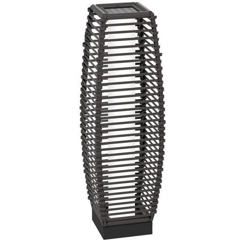 Outsunny Rattan Solar Floor Lamp with Auto On/Off LED Light for Porch Yard Grey